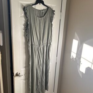 Old Navy Sage Green Sleeveless Ruffle Jumpsuit